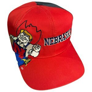 Vintage Nebraska Cornhuskers Twins Enterprise Snapback Hat Red Herbie University